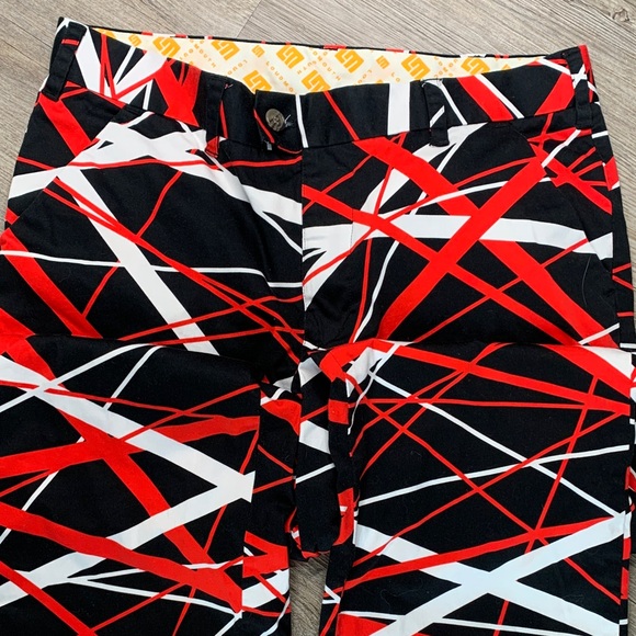 Men’s Loud Mouth Golf Pants Size 34 x 30L Black/Red/White - Picture 1 of 11